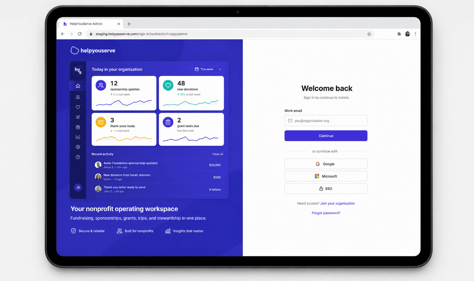 Admin Workspace Sign-In Redesign