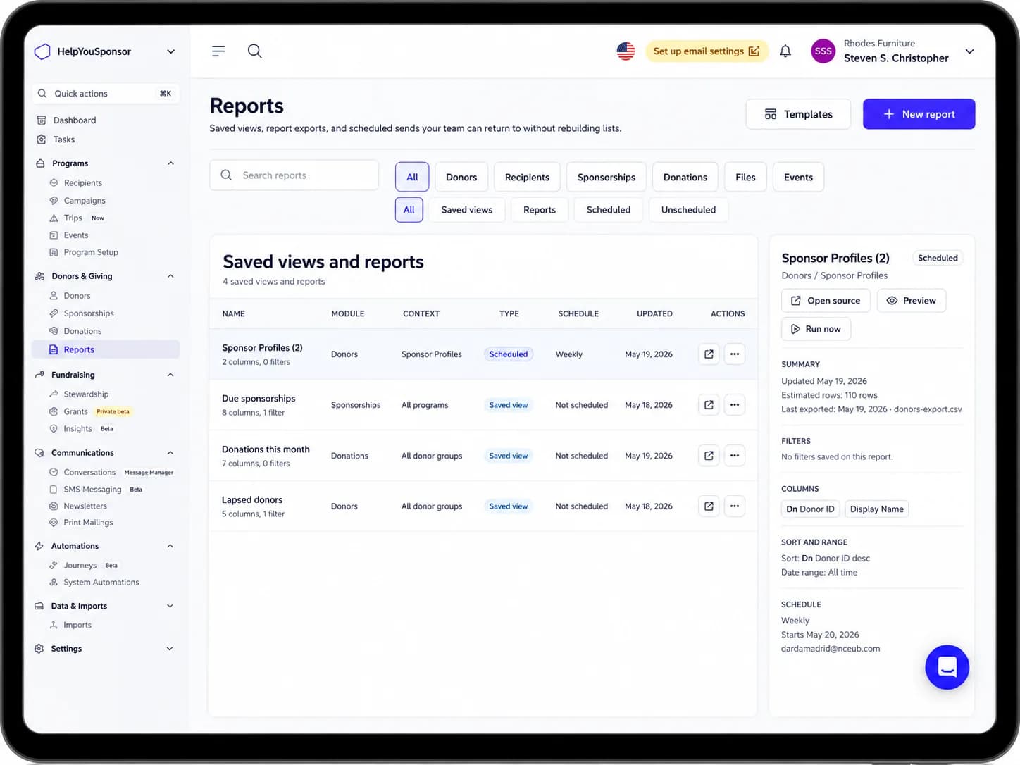 Advanced Reporting & Scheduled Reports