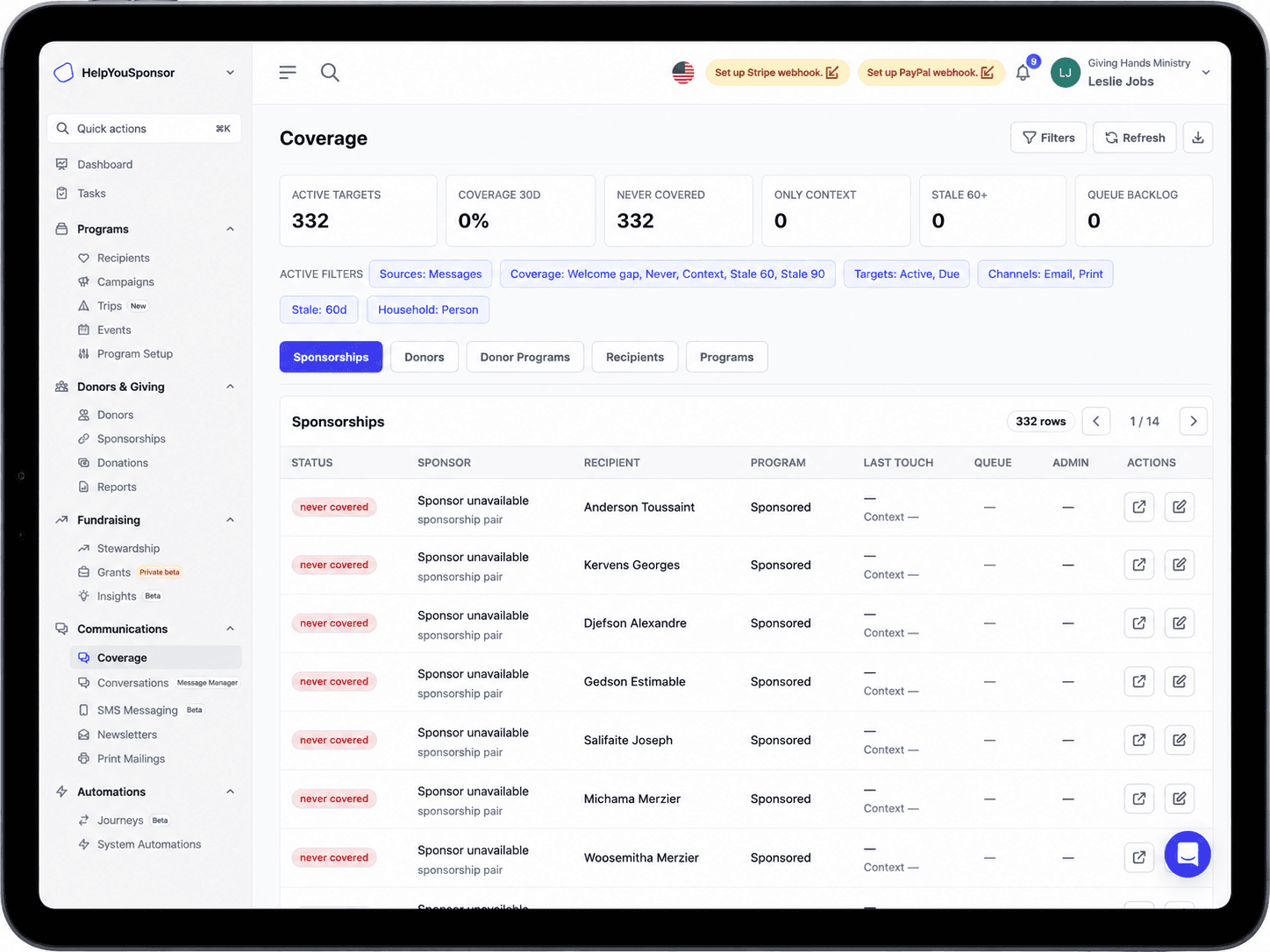 Communication Coverage Tracking