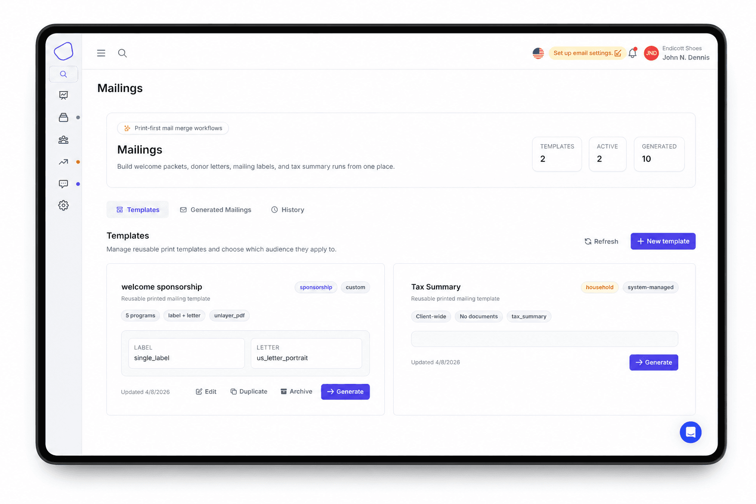 Generate Printable Mailing Documents
